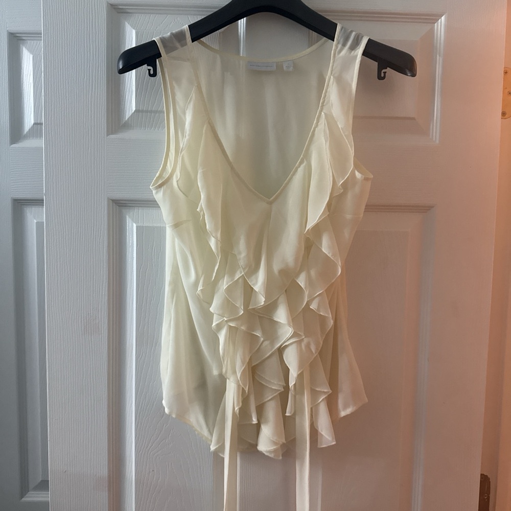 Source Unknown Cream Ruffle Blouse